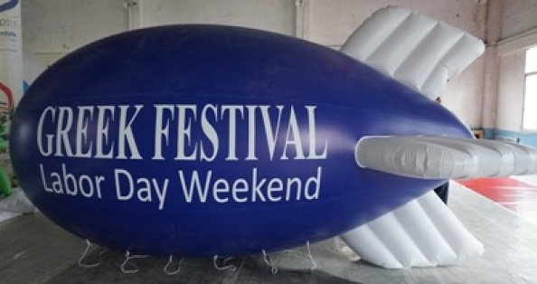 Blue Advertising Greek Festival Labor Day Weekend Blimp