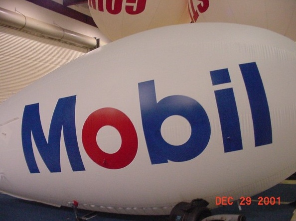 White Blue Advertising Mobii Blimp