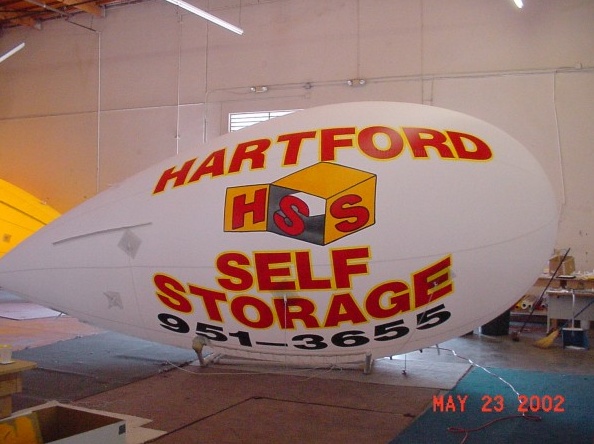 White Red Advertising Hartford Self Storage Blimp