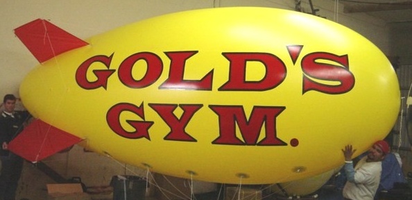 Yellow Red Advertising Goldens Gym Blimp