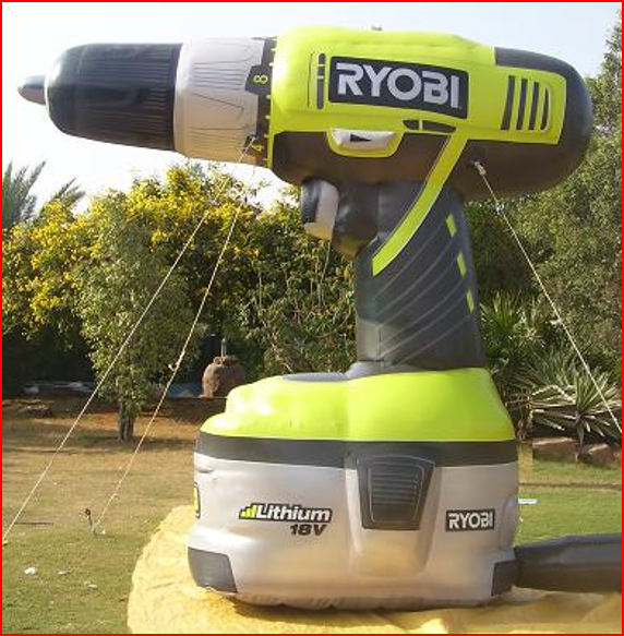 Custom Inflatable Giant Ryobi Power Drill Product Replica