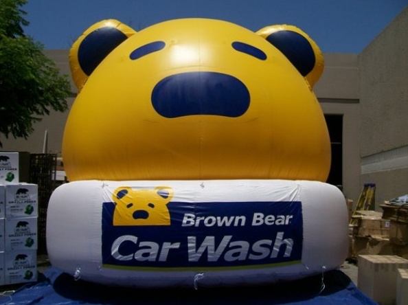 Yellow White Brown Bear Carwash Custom Inflatable