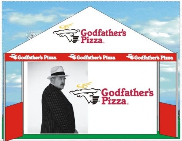 White Custom Godfathers Pizza Tent