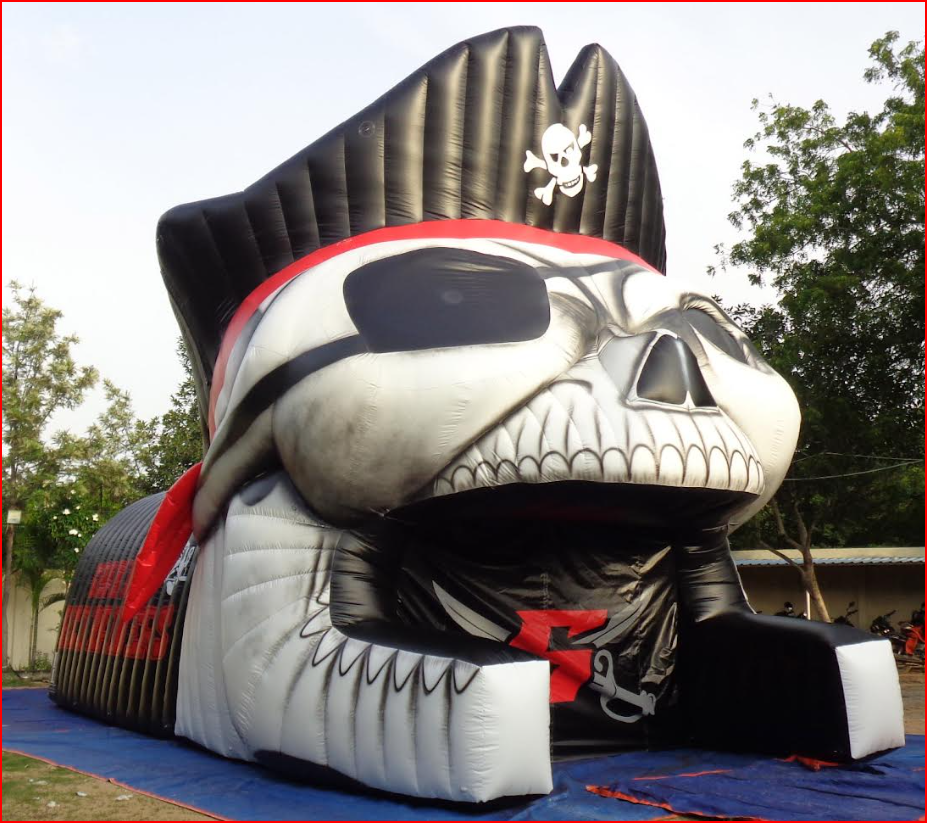 Pirate Skull Football Tunnel Side View with Eyepatch