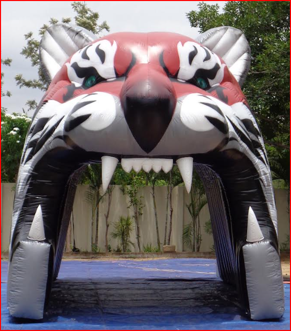 Red Tiger Mascot Head Football Tunnel Entrance